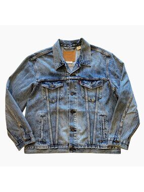 LEVI'S Mens Size XL Denim Trucker Blue Jean Jacket